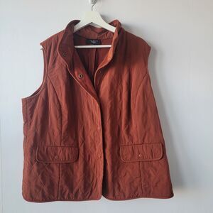 Talbots vest womens size 2x burnt orange rust with snap button front  poketed